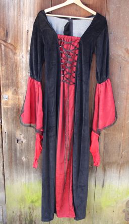 rot schwarzes Kleid, Samt. edel